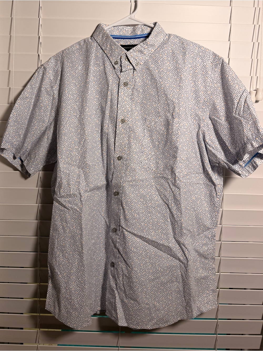 Banana Republic Short-Sleeve Button-Down Shirt - Light Blue & White Micro Dot